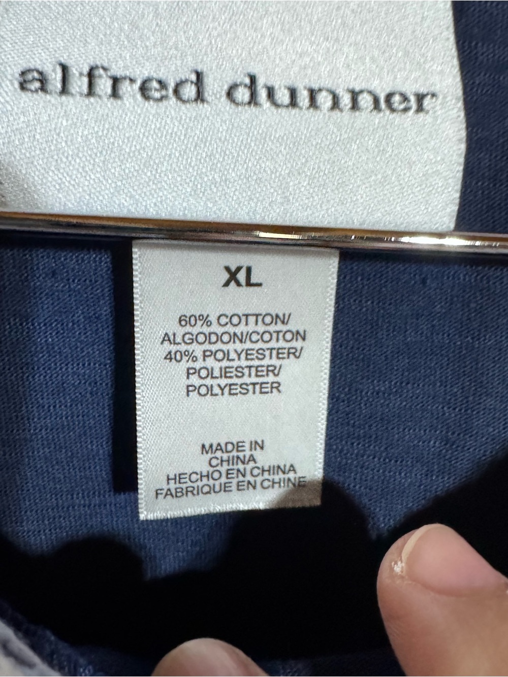 Alfred Dunner Navy Short Sleeve Top with White Anchor Accent - Picture 8 of 9